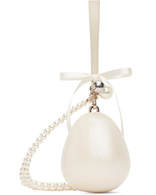 Simone Rocha Natural Off- Bell Charm Micro Pearl Egg Bag