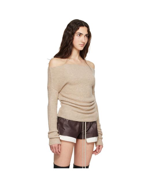 Rick Owens Brown Tower Ls Cowl Sweater