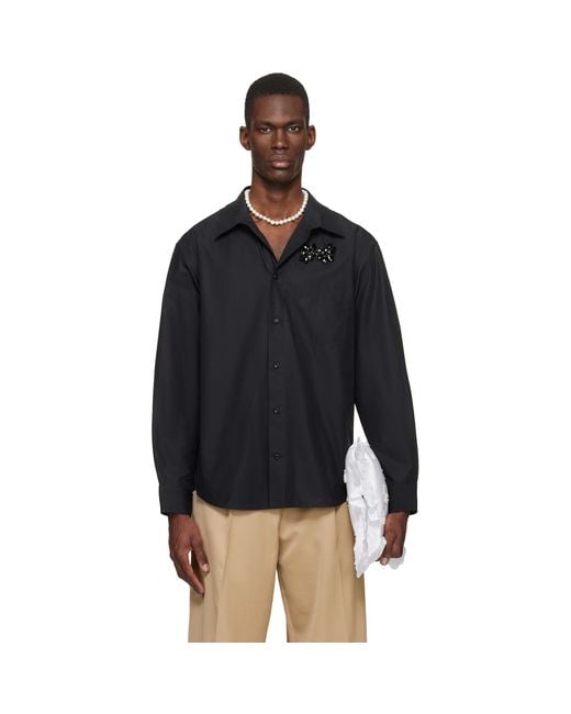 Simone Rocha Black Embellished Classic Shirt for men