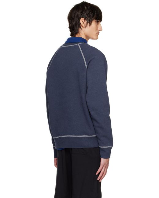 Sunspel Blue Navy Crewneck Sweatshirt for men