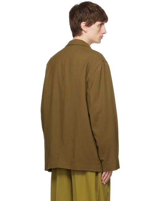 Lemaire Green Brown Double-breasted Blazer for men
