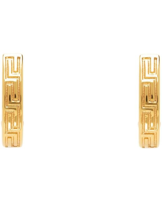 Versace Black Gold Greca Earrings for men