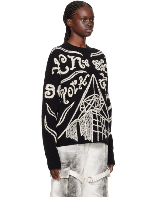 Pull noir à logos et images en tricot jacquard Acne en coloris Black