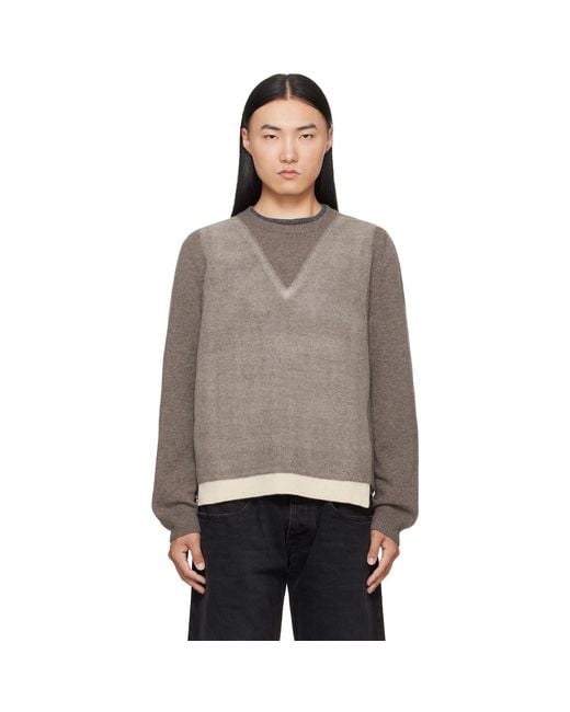 Maison Margiela Gray Fused Knit Wool Crewneck Sweater for men