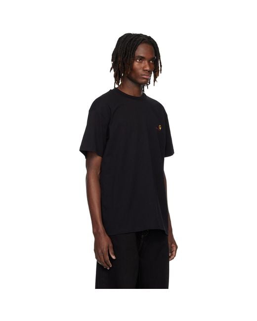 Carhartt Black S/s American Script T-shirt for men