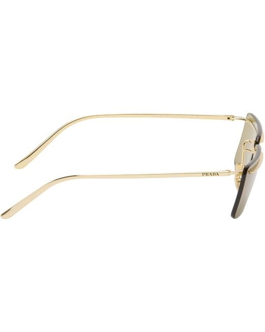 Prada Black Rimless Metal Rectangle Sunglasses