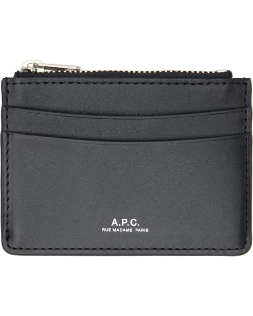 A.P.C. Black Paris Card Holder for men