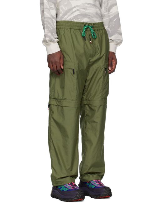 3 MONCLER GRENOBLE Green Khaki Zip Panel Cargo Pants for men