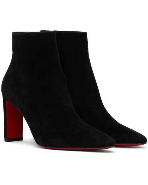 Christian Louboutin Black Suprabooty Block-heel Suede Heeled Ankle Boots