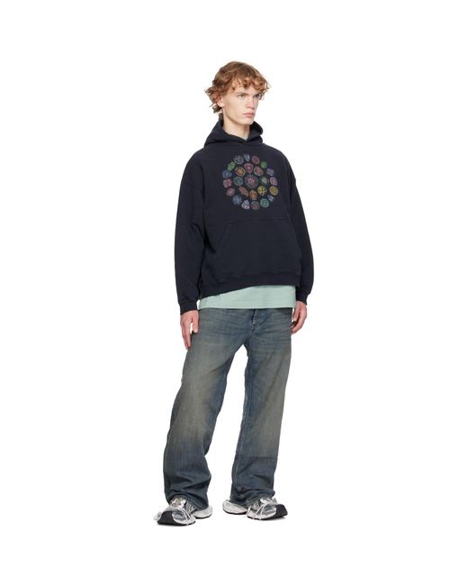 Balenciaga Blue Logo Spiral Medium Fit Hoodie for men
