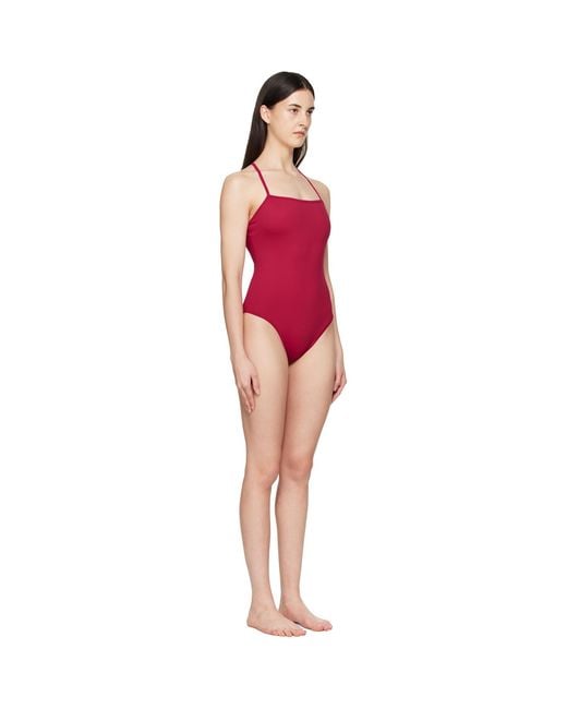 Loulou de Saison Red Itak Lds Criss-crossing Straps Swimsuit