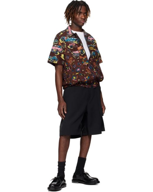 メンズ Sacai ブラック Matelasse Twill Mix ショートパンツ