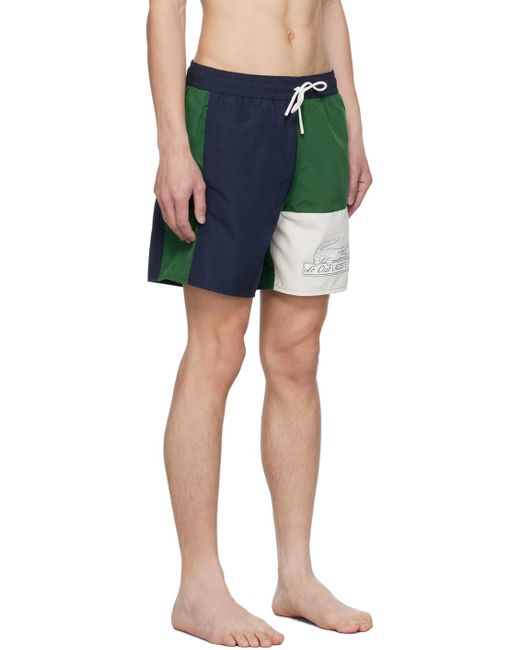 Lacoste Blue Navy & Green Colorblock Swim Shorts for men