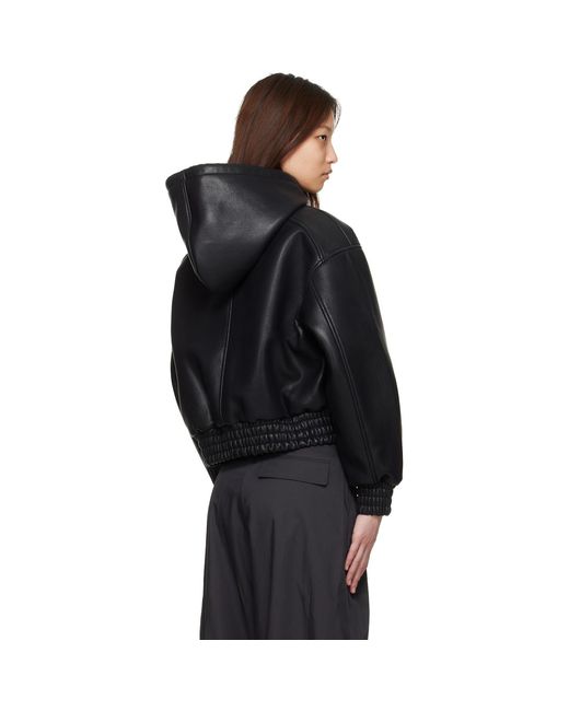 Frankie Shop Black Jackson Bonded Faux-Leather Bomber Jacket