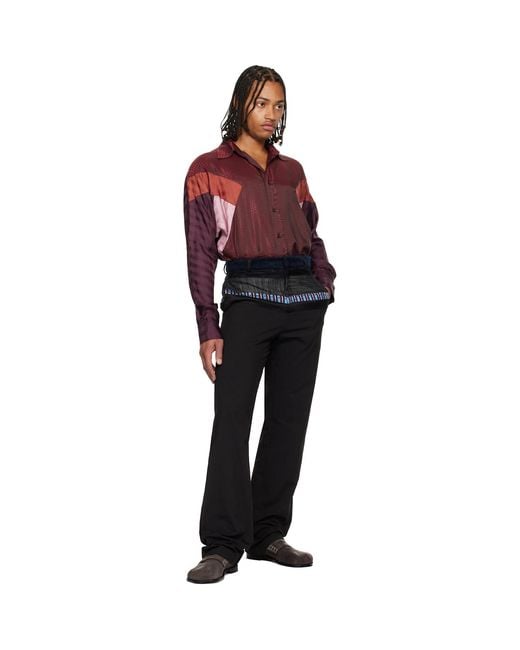 Edward Cuming Red Burgundy Sag Arm Flex Shirt for men