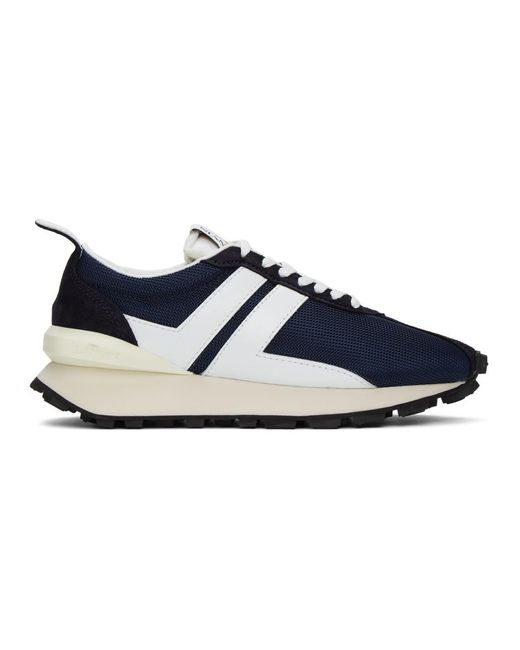 Lanvin Navy Mesh Bumper Sneakers in Blue for Men | Lyst