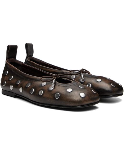 Alohas Black Rosalind All Studs Vintage Effect Ballerina Flats