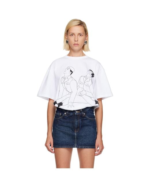 Jean Paul Gaultier White Cotton Jersey Oversized Printed Kamasutra T-Shirt