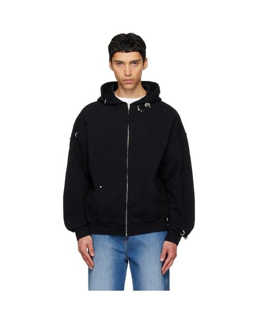 we11done Black Rose & Piercing Zip-Up Hoodie for men
