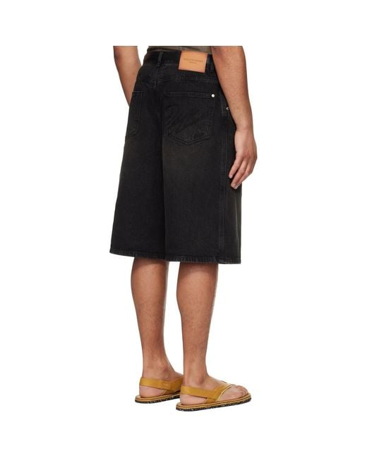 Wooyoungmi Black Belted Denim Shorts for men