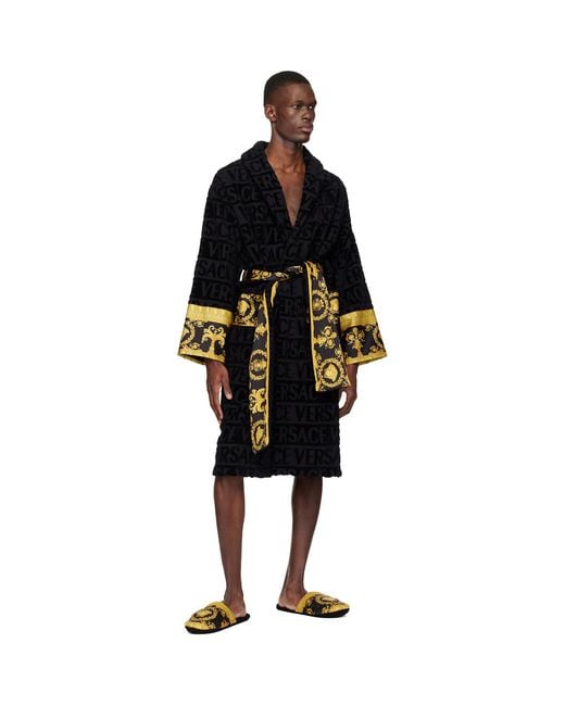 Versace Black 'I Heart Baroque' Slippers for men