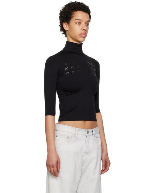 MM6 by Maison Martin Margiela Black Printed Turtleneck | Lyst