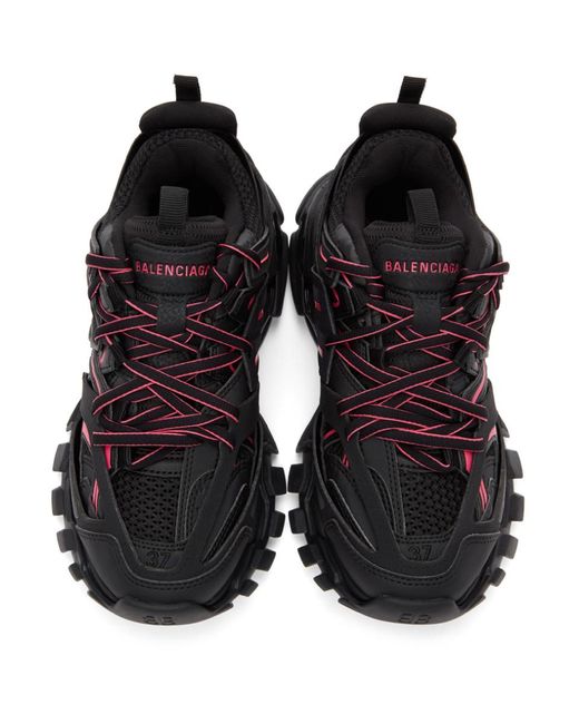 Balenciaga Black And Pink Track Sneakers - Lyst