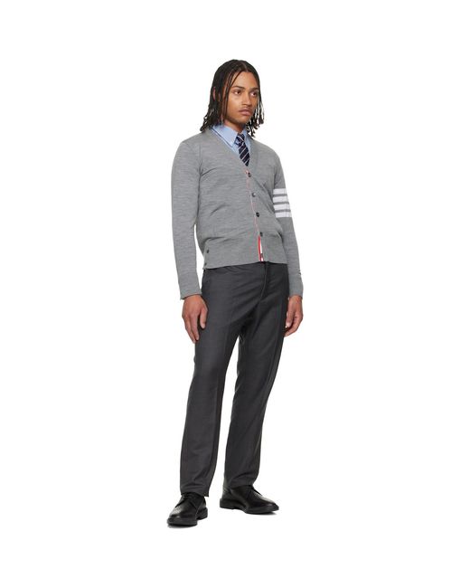 Thom Browne Gray Merino Wool 4-Bar Classic Cardigan for men