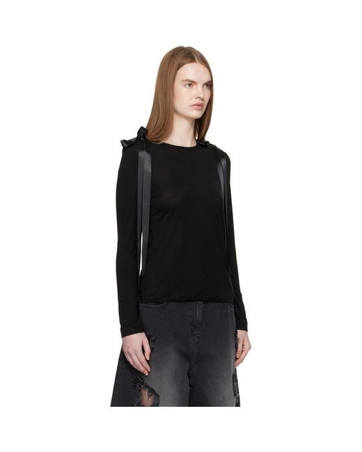 Simone Rocha Black Bow Ribbon Tail Long Sleeve T-Shirt
