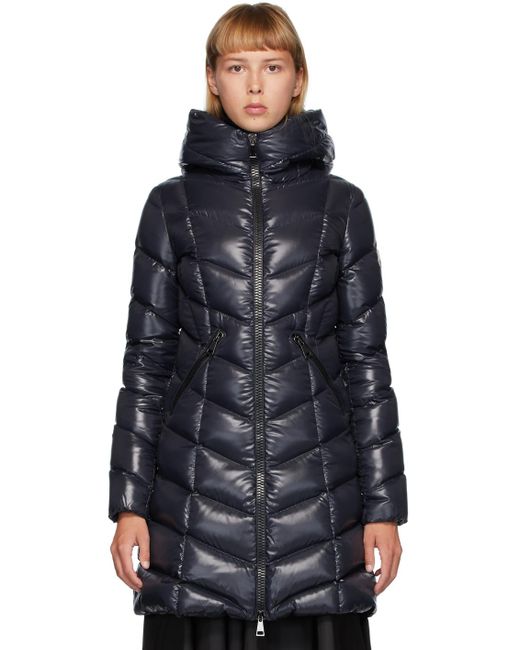 Moncler Blue Marus Hooded Long Down Puffer Coat