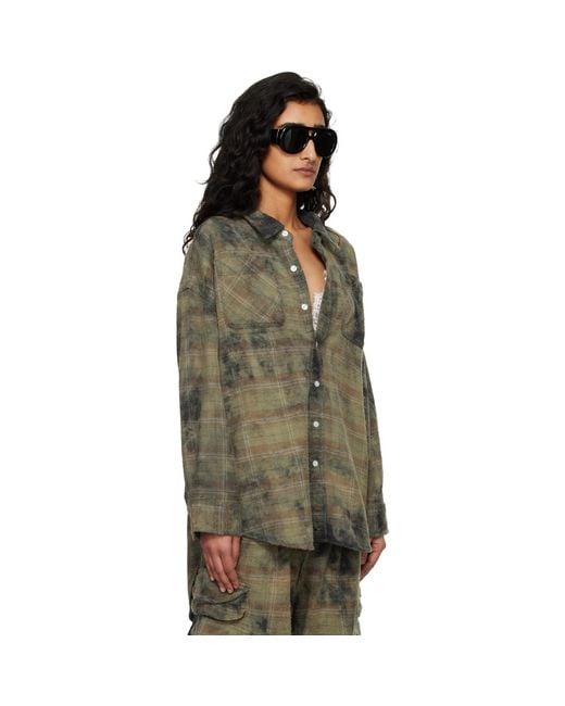 R13 Green Drop Neck Work Shirt