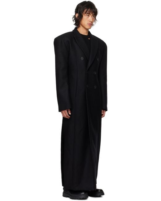 Louis-Gabriel Nouchi Black Double-Breasted 6 Buttons Coat for men