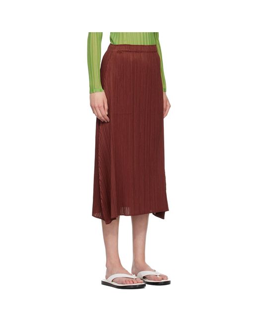 Pleats Please Issey Miyake Red Burgundy Monthly Colors October Maxi Skirt