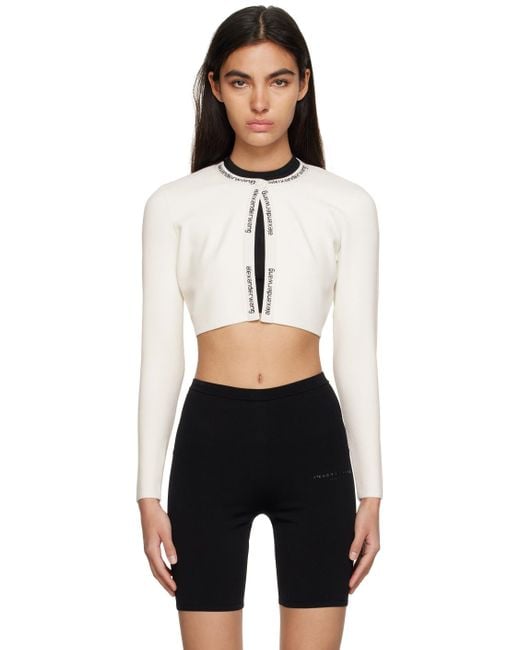 T By Alexander Wang Black White Cropped Cardigan