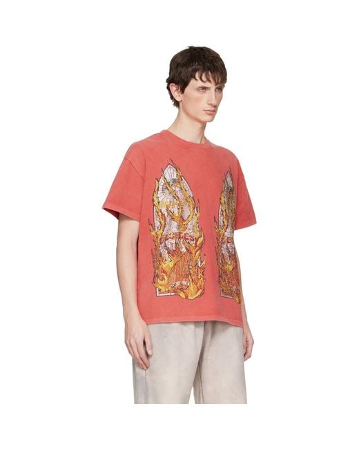 Who Decides War Red Rhinestone Flame Glass T-Shirt for men