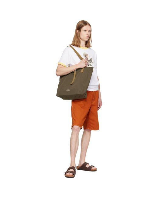 A.P.C. Green Khaki Archive Tote for men