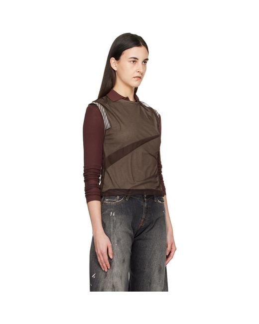 ANDERSSON BELL Black Layered Mesh Tuck & Dart Top