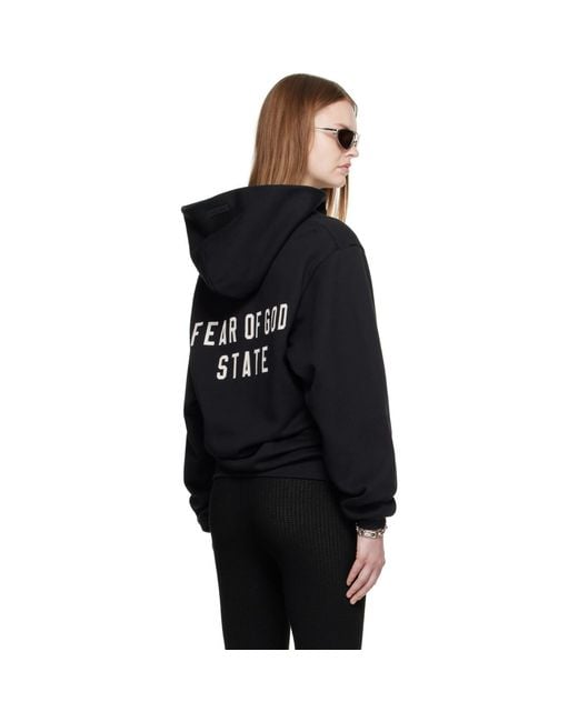 Fear Of God Black 90S Fleece Zip-Up Hoodie