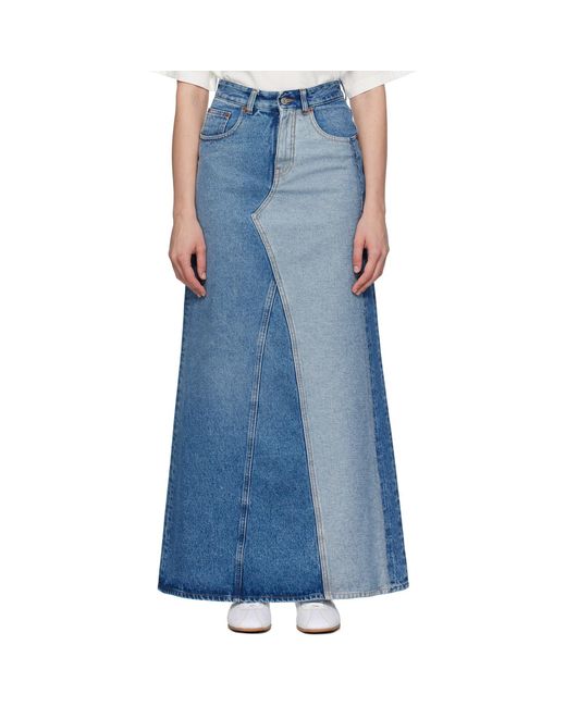 MM6 by Maison Margiela Blue Faded Denim Maxi Skirt