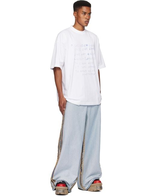 Vetements White 'She Never Looked Nice' Oversized T-Shirt for men