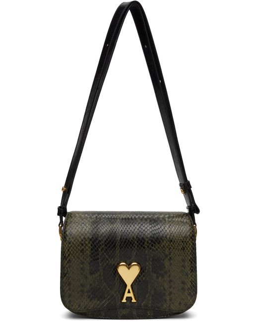 AMI グリーン＆ブラック Paris Paris レザー バッグ Black