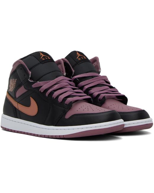 Nike Black & Purple Air Jordan 1 Mid Se Sneakers for men