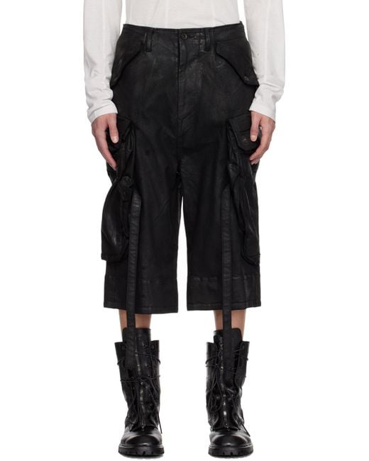 Julius Black Gas Mask Denim Shorts for men