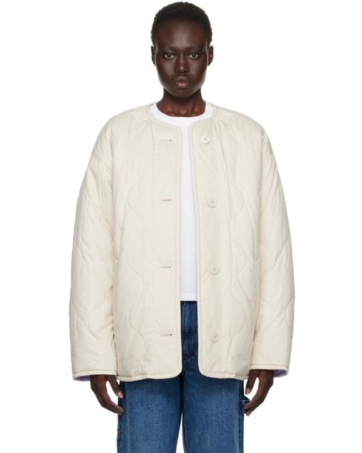 Isabel Marant White Reversible Quilted Polyester Taffeta Coat