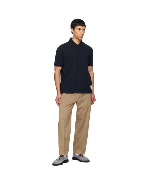 Thom Browne Blue Classic Pique 4-Bar Polo for men