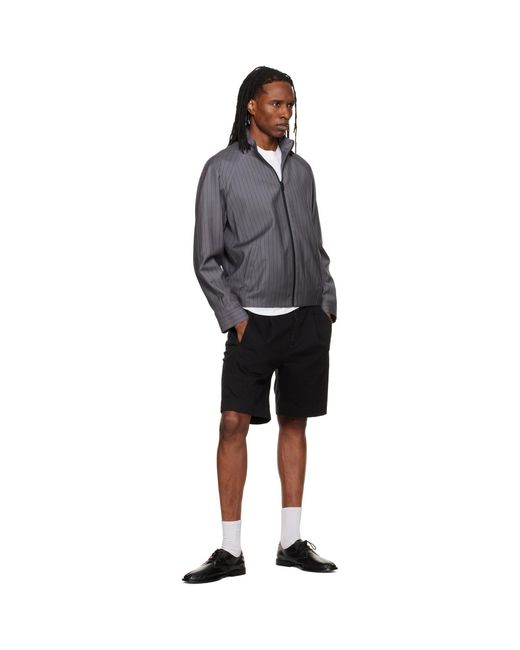 HUGO Gray Slim-Fit Chalk-Stripe Virgin Wool Jacket for men