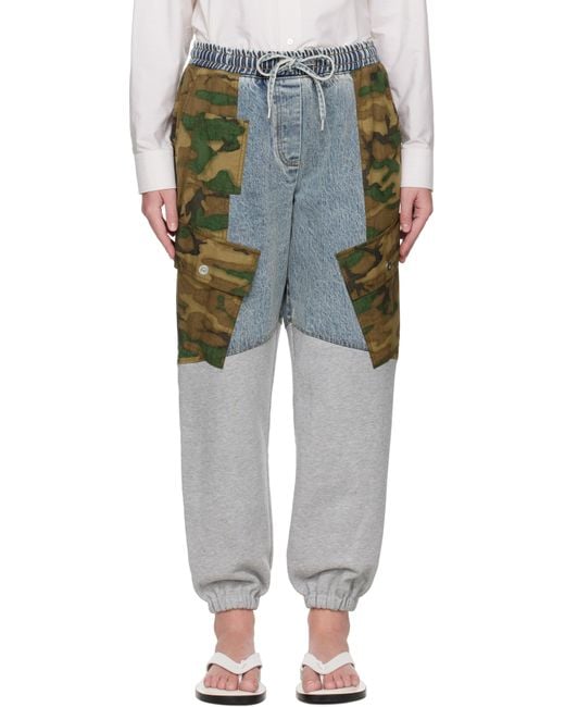 3.1 Phillip Lim Black Patchwork Camo Jogger Denim Cargo Pants