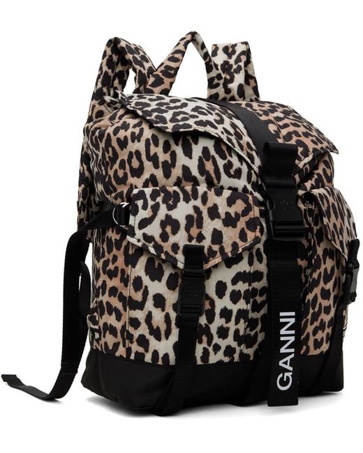 Ganni Black Leopard Tech Backpack