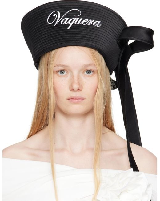 VAQUERA Black Embroidered Sailor Hat