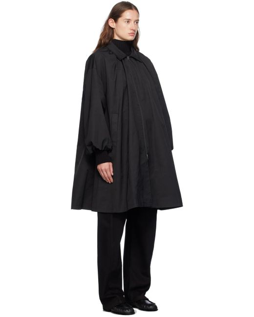 Amomento Black Shirring Dress Coat